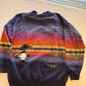 Vintage Sunset Scene Crewneck Sweater